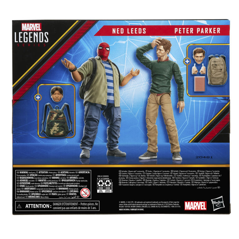 Marvel Legends Series Spider-Man 60th Anniversary Peter Parker and Ned Leeds MCU 2-Pack 6-inch Action Figures, 7 Accessories