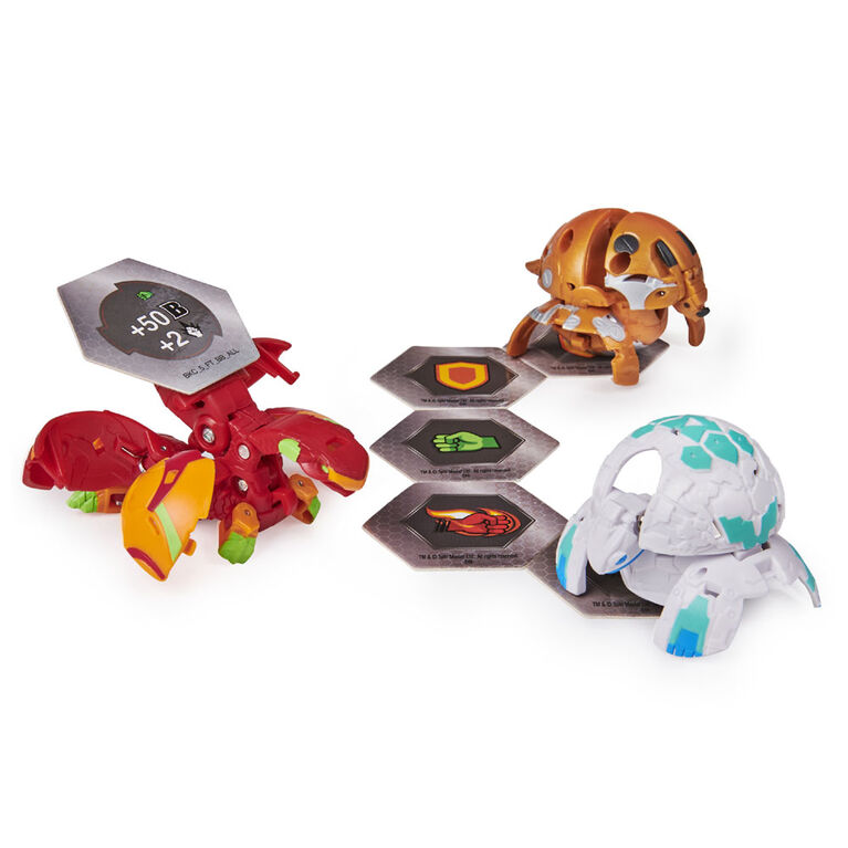 Bakugan Starter Pack 3-Pack, Pyrus Phaedrus, Collectible Action Figures