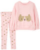 Carter's Two Piece Dog French Terry Pullover and Legging Set Pink  12M