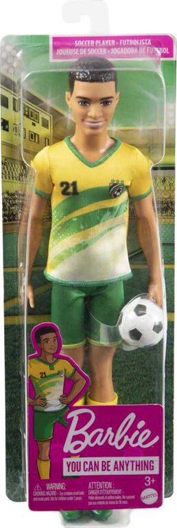 Ken Soccer Doll, Cropped Hair, #21 Uniform, Soccer Ball, Cleats,  Socks