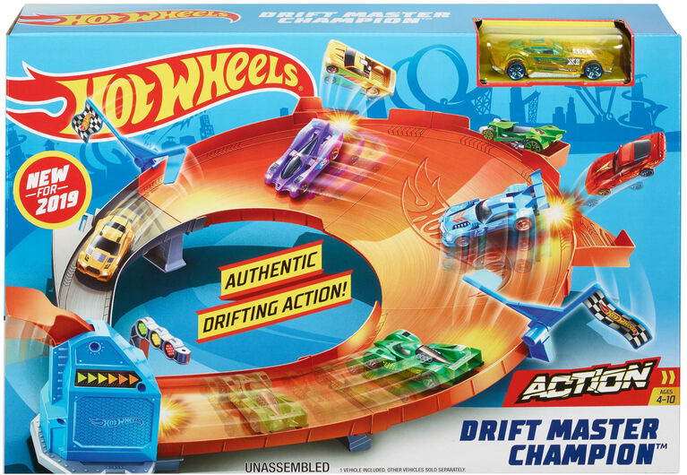 Hot Wheels - Coffret de jeu Piste Champion du dérapage - Édition anglaise.