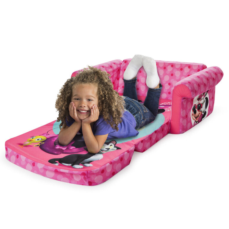 Mobilier Marshmallow - Canapé compressé dépliable en mousse 2-en-1 pour enfants, Minnie Mouse