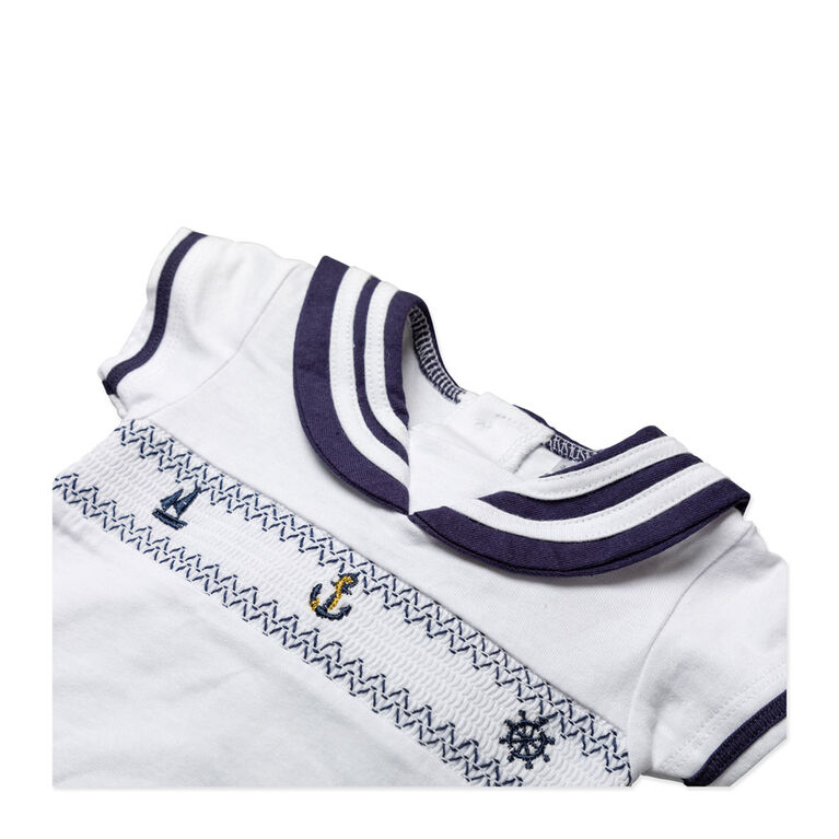 Rock a Bye Baby 2 Piece Short Set: Navy Nautical 0-3M Rock a Bye Baby 2 Piece Short Set: Navy Nautical 0-3M