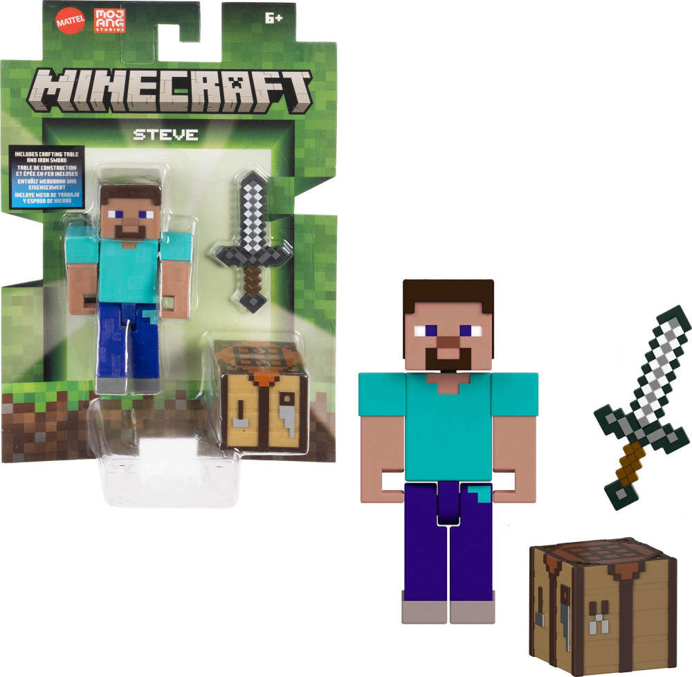 Minecraft Action Figures & Accessories Collection, 3.25-inch Scale & Pixelated Design (Characters May Vary)