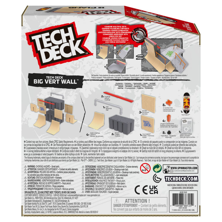 Tech Deck, Big Vert Wall X-Connect Park Creator, Customizable and Buildable Ramp Set with Exclusive Fingerboard
