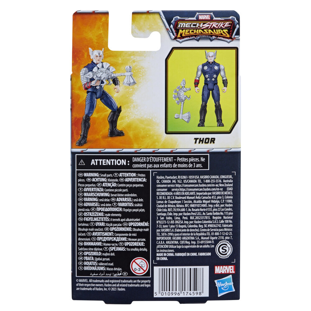 Marvel Mech Strike Mechasaurs Thor Action Figure, with Weapon Accessory (4 Inch)