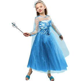 Rubies Snow Princess Costume Dress with Bow Headpiece, Girls Extra Small (Size 4-5)