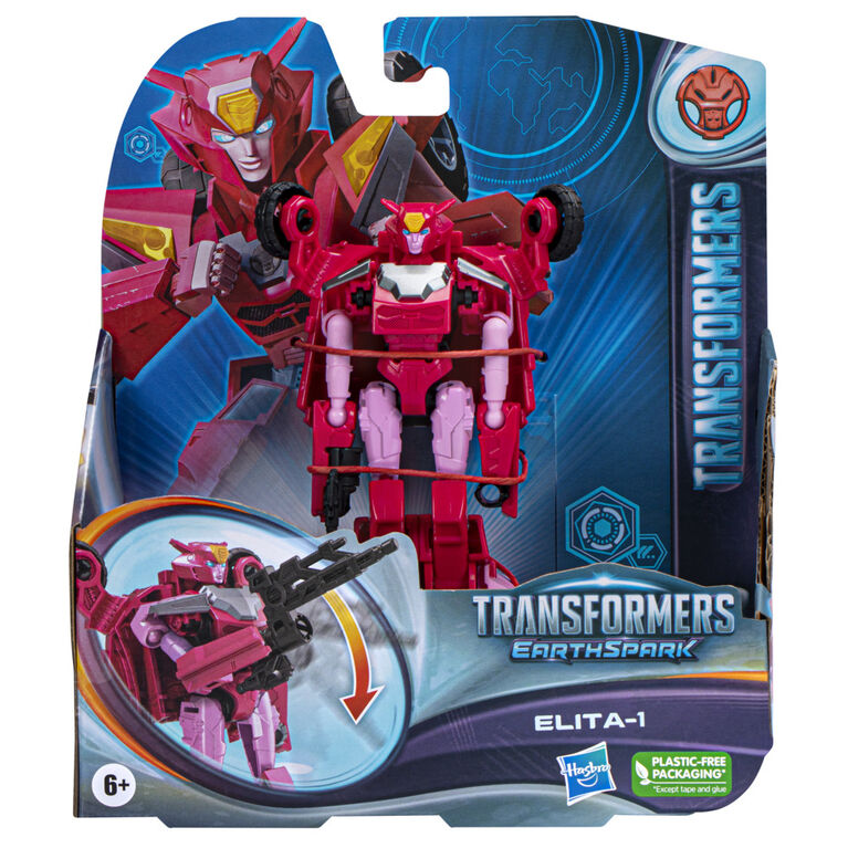 Transformers EarthSpark, figurine articulée Elita-1 de 12,5 cm de classe Guerrier, jouet robot