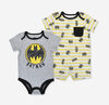 Warner Brothers Batman 2 Piece Bodysuit/Romper Set Grey 0-3 Months