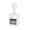 Country Poetry 1-Drawer Nightstand - End Table with Storage- White Wash