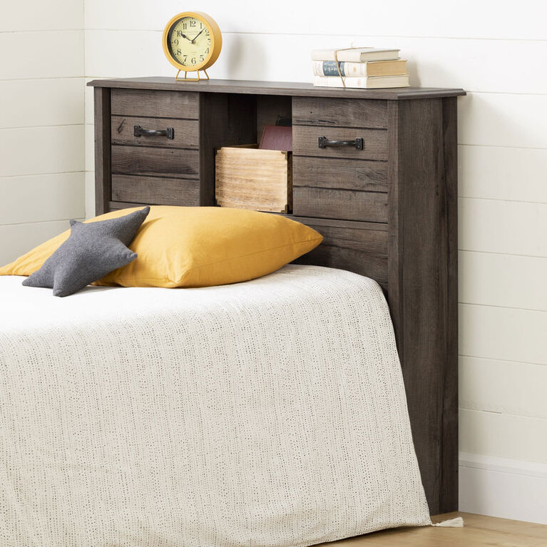 Ulysses Twin Bookcase Headboard with Doors Fall Oak