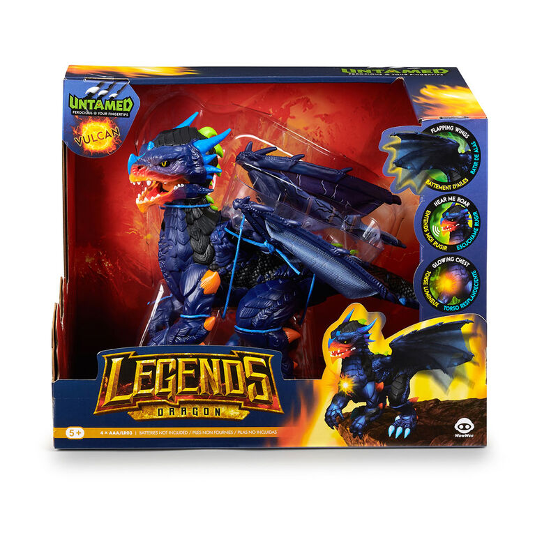 Untamed Legends Dragon - Vulcan (Dark Blue) - Interactive Toy <br>