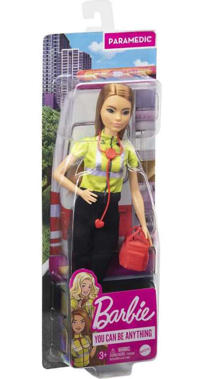 ​Barbie Paramedic Doll, Petite Brunette (12-in/30.40-cm), Role-play Clothing and Accessories