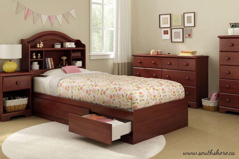 Summer Breeze Mates Platform Storage Bed with 3 Drawers- Royal Cherry