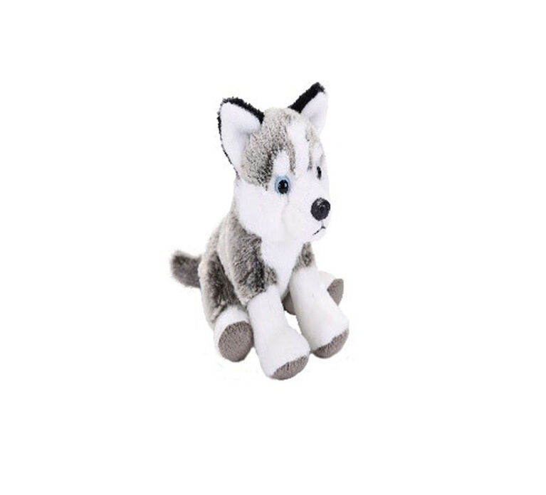 Husky Dog plush toy, greys, white, 12" (30 cm) height.
