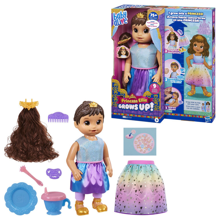 Poupée Baby Alive Grows Up (rêveuse), cheveux bruns, plus de 75 sons, poupée  bébé qui grandit et parle, 3 ans et plus