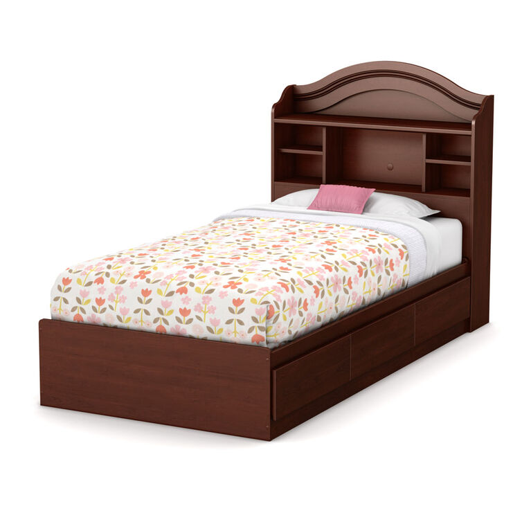 Summer Breeze Bookcase Headboard with Storage- Royal Cherry