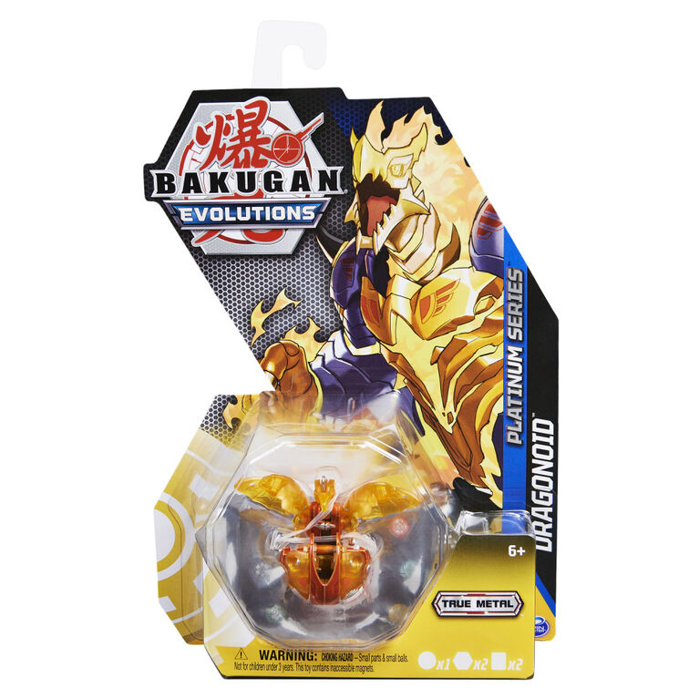 Bakugan Evolutions, Dragonoid (Gold), Platinum Series True Metal Bakugan, 2 BakuCores and Character Card
