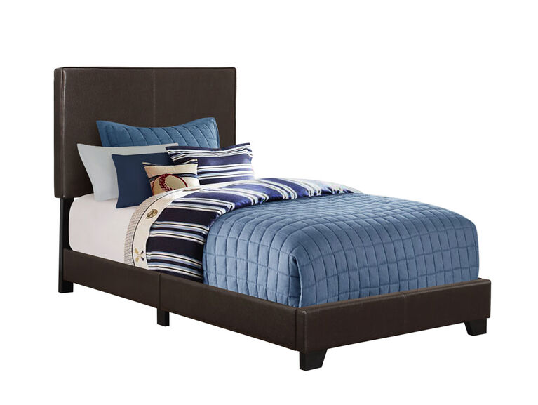 Monarch Leather Look Twin Bed - Dark Brown