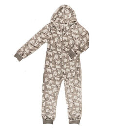 Jesse & Lulu Lounge Fleece Onesie: Grey Polar Bear Large