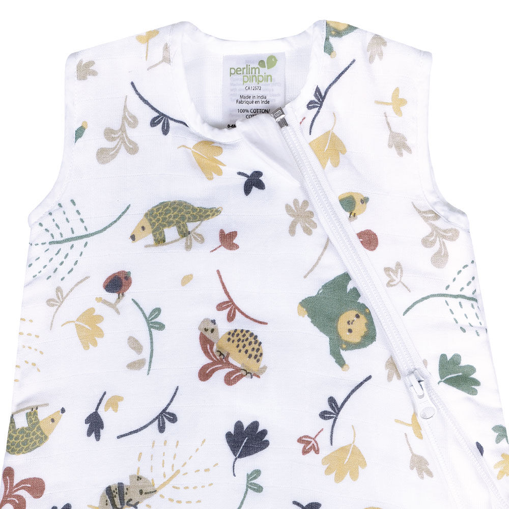 Perlimpinpin-Muslin sleep bag 1.5 TOG-Jungle green-6-18m