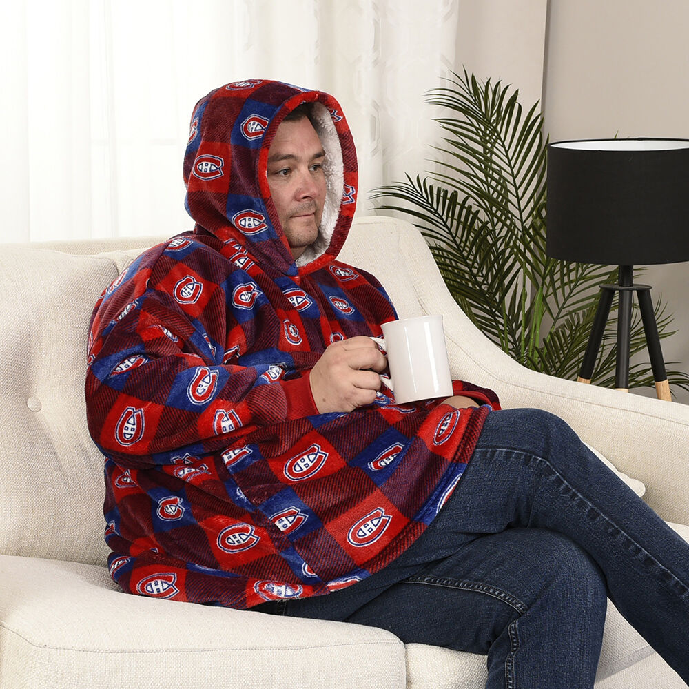 NHL Montreal Canadiens Oversized Wearable Sherpa Hooded Blanket One Size Fits Most