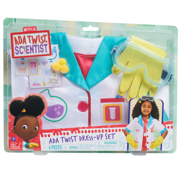 Ada Twist, Scientist Dress-Up Set, Size 4-6X, Includes Experiment Card and 5 Costume Accessories