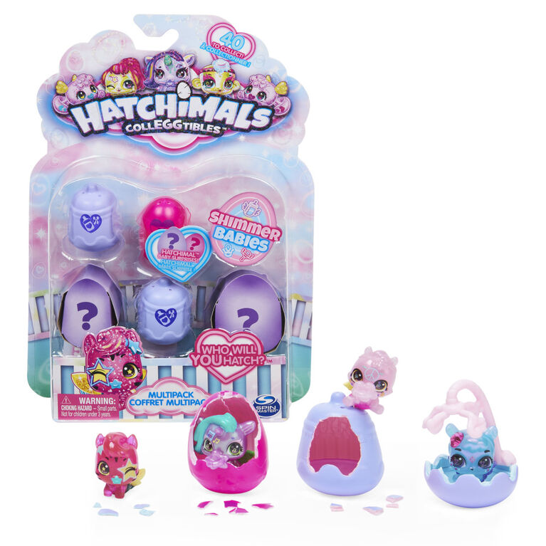 Hatchimals CollEGGtibles, Shimmer Babies Multipack avec 4 personnages et accessoire surprise (les styles peuvent varier)