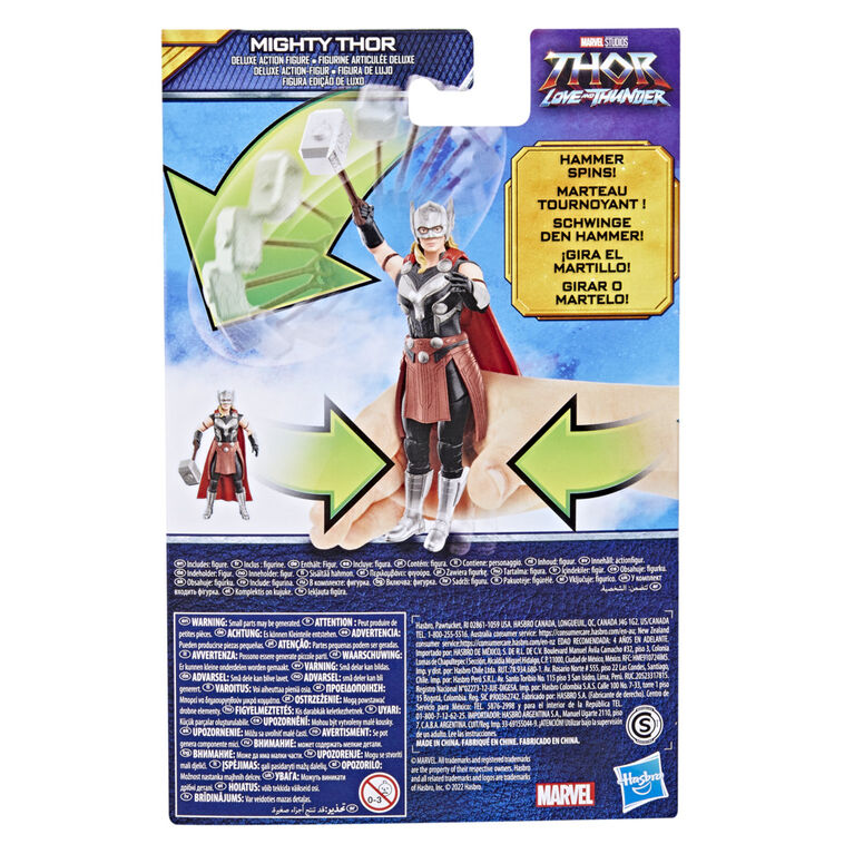 Marvel Studios' Thor: Love and Thunder Mighty Thor Toy, 6-Inch-Scale Deluxe Action Figure with Action Feature