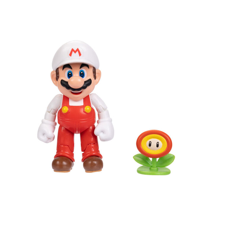 Super Mario 4 Inch Figure - Fire Mario with Fire Flower