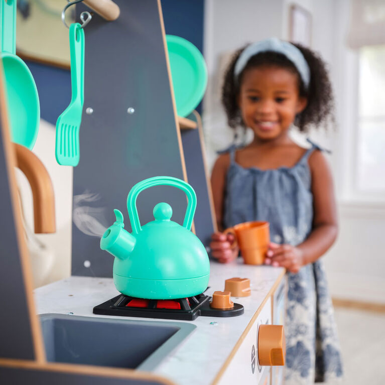 KidKraft Steam & Clean Wooden Play Kitchen with Safe Steam Technology, Lights & Sounds