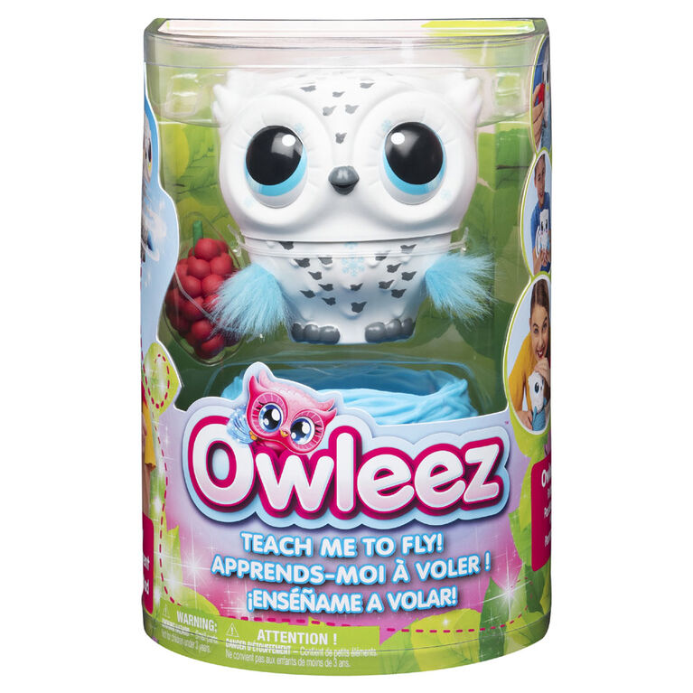 Owleez, Jouet bébé hibou volant interactif avec effets sonores et lumineux (blanc)