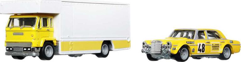 Hot Wheels Team Transport Truck & Race Car, Gift for Racing Collectors