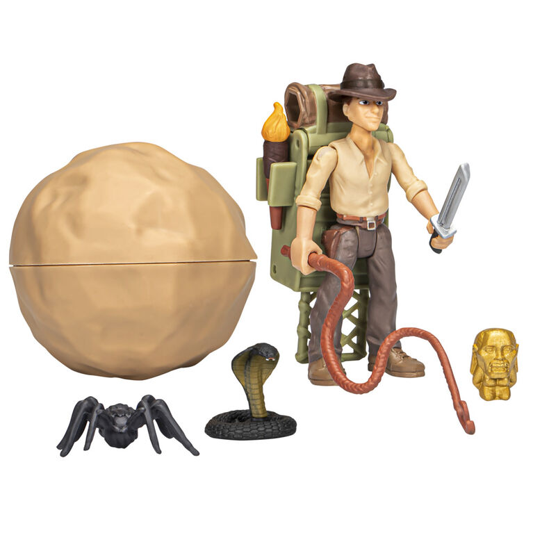 Indiana Jones Worlds of Adventure Indiana Jones with Adventure Backpack 2.5 Inch Action Figure, Indiana Jones Toys