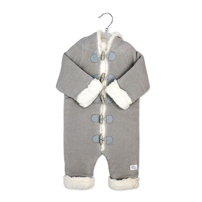 Rock a Bye Baby True Knit Pramsuit With Sherpa Lining: Grey 0-3M