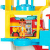 Disney Junior Firebuds, Coffret QG avec effets sonores et lumineux, camion de pompier, figurine articulée et lance-véhicule