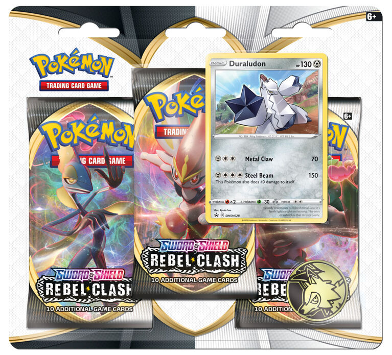 Pokemon Sword & Shield 2 "Rebel Clash" 3-Pack Blister