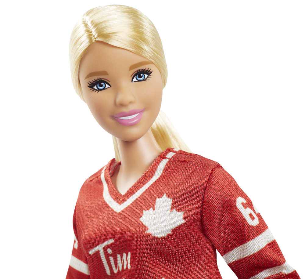 with Doll Stand and Certificate of Authenticity Tim Hortons Barbie Doll 12-inch Curvy for 6 Year Olds and Up Red Collectible Barbie Doll Wearing Hockey Uniform 