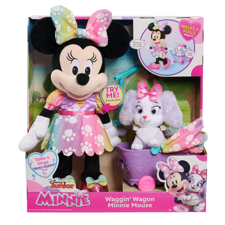 Disney Junior Minnie Mouse Waggin' Wagon Lights and Sounds Feature Plush - English Edition