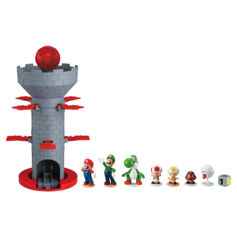 Epoch Games Super Mario Blow Up! Shaky Tower Balancing Game with Collectible Super Mario Action Figures - English Edition