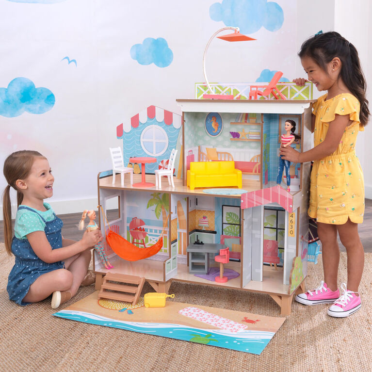 KidKraft Maison de Plage avec Grande Roue Amusante avec EZ Kraft AssemblyMC