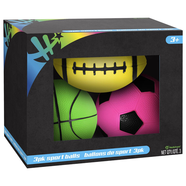 3 Pack Neon Sports Balls