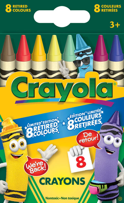 Crayons de couleur Crayola édition limitée, 8 couleurs archivées