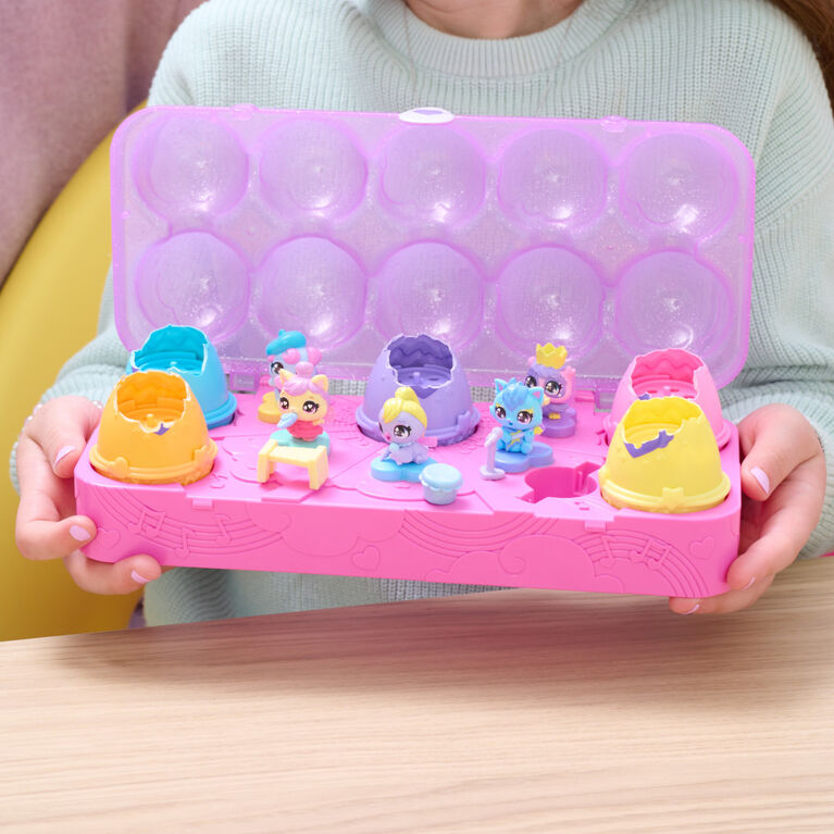 Hatchimals Alive, Egg Carton Jouet avec 5 mini figurines dans des oeufs qui éclosent tout seuls, 11 accessoires