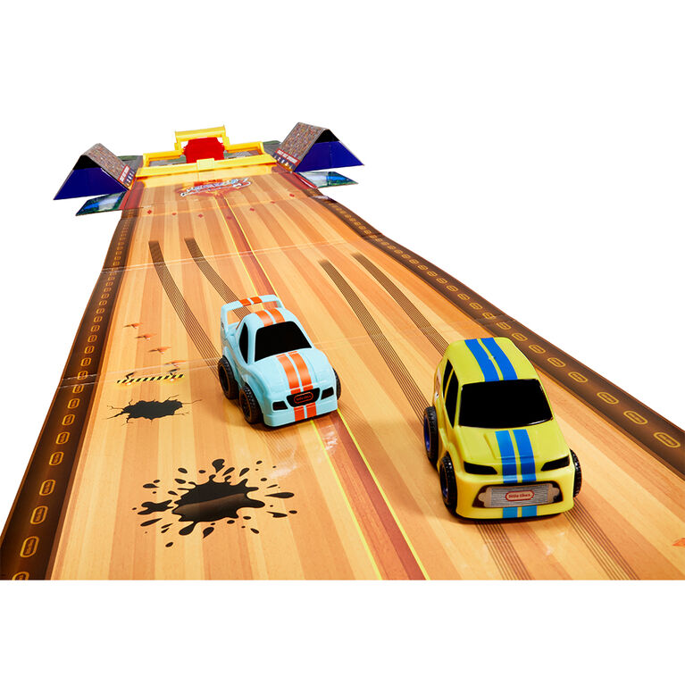 Little Tikes, My First Cars, Crazy Fast 3-in-1 Rollin' Bowlin' Racin' Playset with 2 Exclusive Pullback Toy Car Vehicles, Goes up to 50ft!