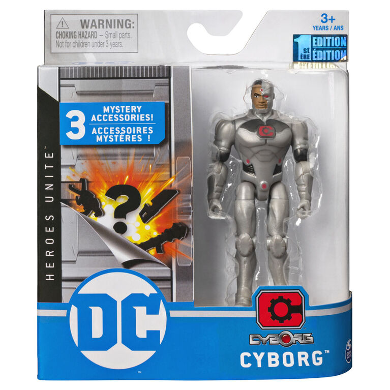 DC Comics, 4-Inch CYBORG Action Figure with 3 Mystery Accessories, Adventure 1
