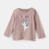 t-shirt imprimé à manches longues, 4-5a - rose