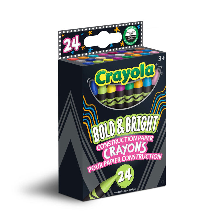 Crayons de cire aux couleurs vives pour papier de construction, boîte de 24