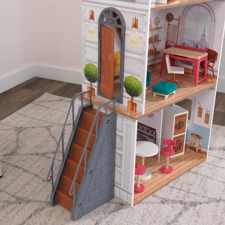 KidKraft Rowan Wooden Terrace Dollhouse with 13 Accessories