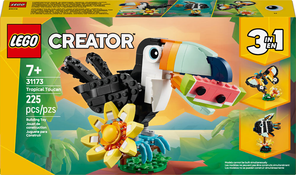 LEGO Creator 3 in 1 Wild Animals: Tropical Toucan Building Toy for Kids, Girls & Boys, Ages 7+ - 31173